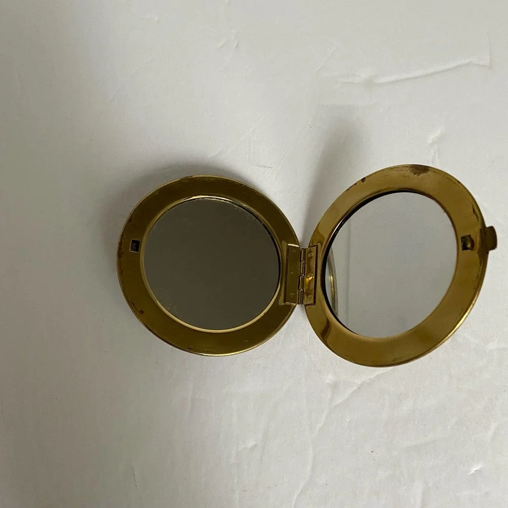 Vintage Dual Mirror Compact Gold Made in West Germany Victorian